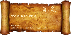Maic Klaudia névjegykártya